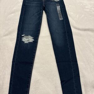 American Eagle Outfitters Dark Blue Distressed Skinny Jeans